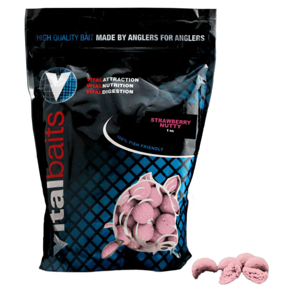 Vital Baits Boilies Strawberry Nutty 1 kg dans le groupe Leurre de la peche / Bouillettes, esches et amorce / Bouillette, bouillette carpe l\'adresse Sportfiskeprylar.se (02-0114r)