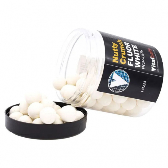 Vital Baits Pop-ups Nutty Crunch Fluor White 80g dans le groupe Leurre de la peche / Bouillettes, esches et amorce / Popups & Wafters l\'adresse Sportfiskeprylar.se (04-0036r)