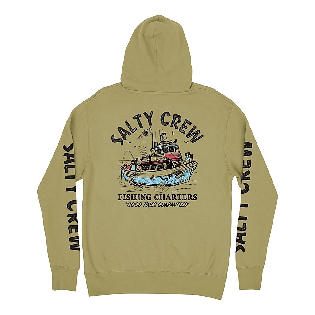 Salty Crew Fishing Charters Hooded Fleece Sandstone dans le groupe Habits et chaussures / Vêtements / Sweats / Hoodies l\'adresse Sportfiskeprylar.se (0804046385486r)