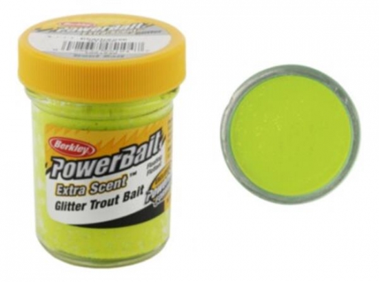 Powerbait Glitter Trout Bait Jar Chartreuse dans le groupe Leurres / Bouillettes, esches et amorce / Pâte à truite l\'adresse Sportfiskeprylar.se (1004946)