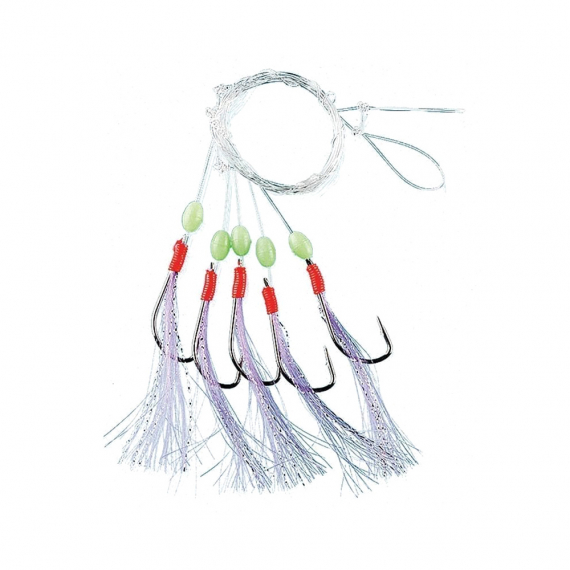 Fladen White Feather Flasher-rig w. glowing balls 3 Hooks, size 7/0 dans le groupe Leurres / Leurres de pêche en mer / Flasher rigs et montages mer l\'adresse Sportfiskeprylar.se (110-7-0)