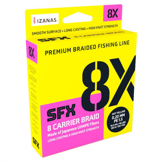 SFX 8X Braid Hot Yellow 137m - 0,285mm dans le groupe Lignes / Tresses l\'adresse Sportfiskeprylar.se (126730NO)