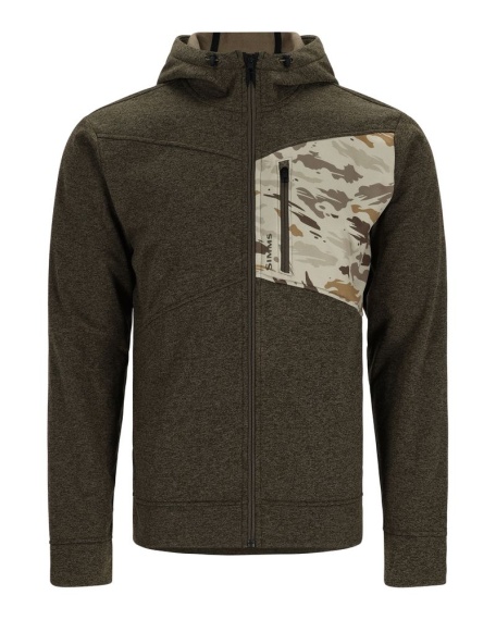 Simms CX Hoody - Full Zip Dark Stone/Ghost Camo Stone dans le groupe Habits et chaussures / Habits / Sweats / Hoodies l\'adresse Sportfiskeprylar.se (13655-3008-20r)