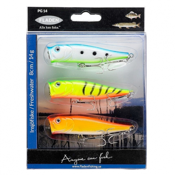 Fladen Popper 8,7cm Floating 3-pack dans le groupe Leurre de la peche / Kits leurres / Kits leurres perche l\'adresse Sportfiskeprylar.se (16-7540)