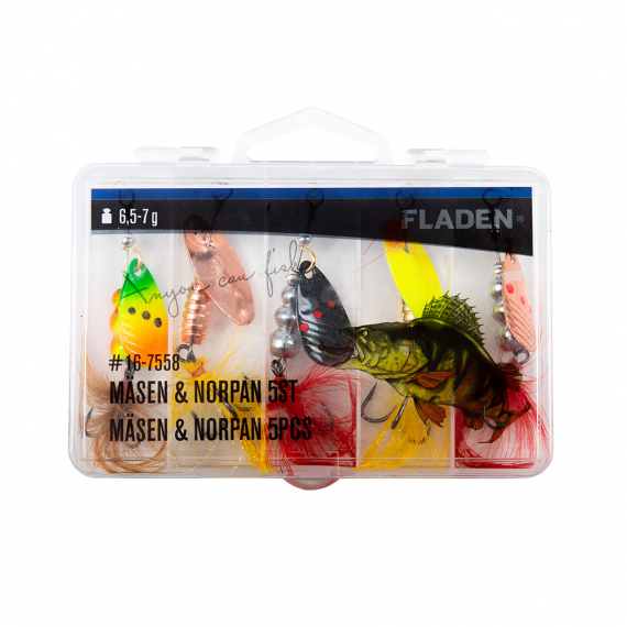 Fladen Mäsen & Norpan 5pcs 6,5-7g In Plastic Box dans le groupe Leurre de la peche / Cuillers tournantes l\'adresse Sportfiskeprylar.se (16-7558)