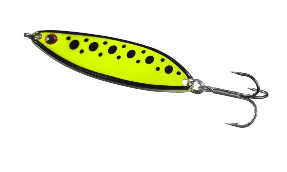 Fluorescent Flutter hot yellow dot 12gr dans le groupe Leurre de la peche / Leurre truite / Leurres truite de mer l\'adresse Sportfiskeprylar.se (16-8260-12)