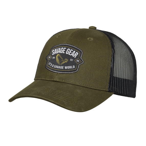 Savage Gear Badge Trucker Cap - Green dans le groupe Habits et chaussures / Chapeau de peche, casquette peche / Casquettes l\'adresse Sportfiskeprylar.se (1642629)