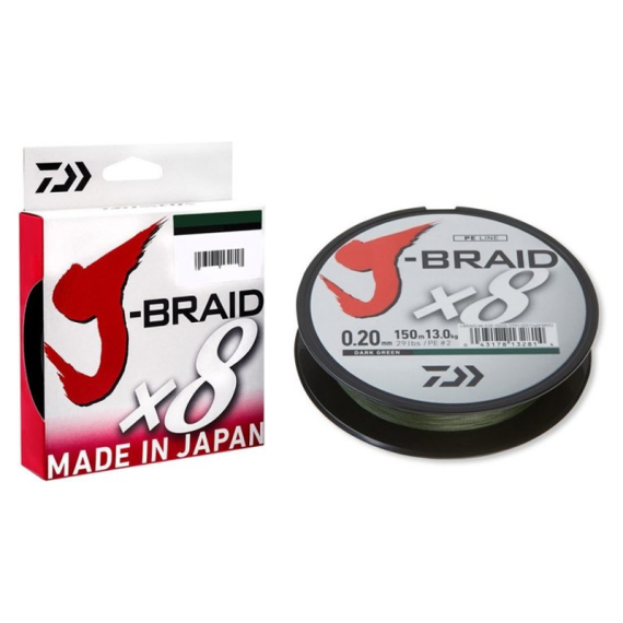 Daiwa J-Braid X8 150m Dark Green dans le groupe Lignes de pêche / Tresse peche l\'adresse Sportfiskeprylar.se (200148r)