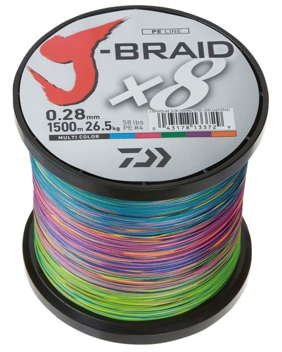 Daiwa J-Braid X8 1500m Multi Color dans le groupe Lignes de pêche / Tresse peche l\'adresse Sportfiskeprylar.se (200218r)