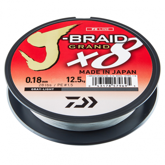 Daiwa J-braid Grand X8 Grey 135m dans le groupe Lignes de pêche / Tresse peche l\'adresse Sportfiskeprylar.se (210606r)