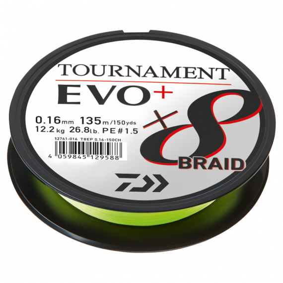 Daiwa Tournament X8 Braid Evo+ Chartreuse 135m dans le groupe Lignes / Tresses l\'adresse Sportfiskeprylar.se (216401r)