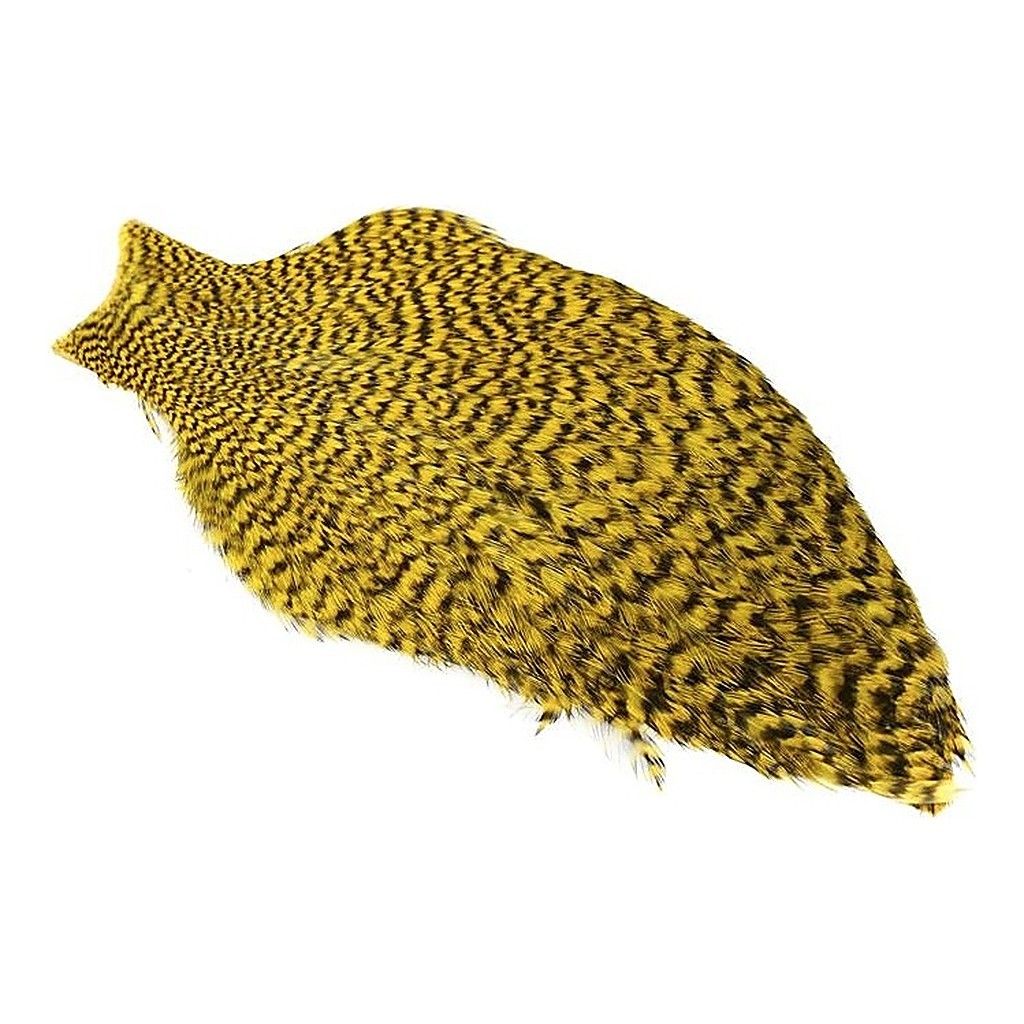 Whiting Freshwater Streamer Cape - Grizzly Dyed Yellow dans le groupe Hameçons et terminal tackle / Fabrication mouche / Matériel de montage de mouches / Plumes et capes / Capes et selles l\'adresse Sportfiskeprylar.se (21801155)