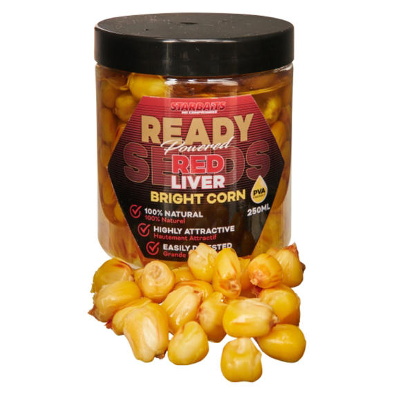Starbaits Ready Seeds Bright Corn Red Liver 250ml dans le groupe Leurre de la peche / Bouillettes, esches et amorce / Particules l\'adresse Sportfiskeprylar.se (29-74656)