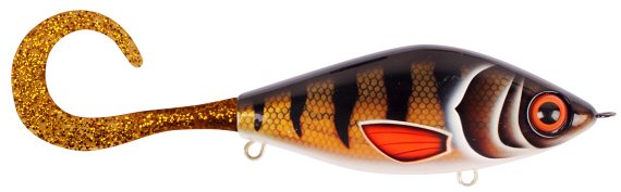 TrueGlide Guppie Jr Shallow, 11cm, 58gr - Golden Perch - Gold / Gold glitter dans le groupe Leurre de la peche / Tail baits et leurres hybrides l\'adresse Sportfiskeprylar.se (29-EG208AS-TR003)