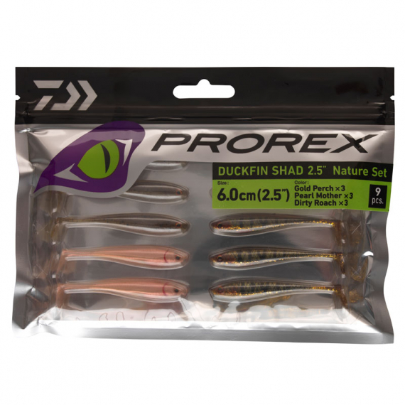 Daiwa PX Duckfin Shad 6,3cm (9-pack) - Nature Set dans le groupe Leurre de la peche / Leurre souple / Jigs pour perches et pour sandres l\'adresse Sportfiskeprylar.se (32-216784)