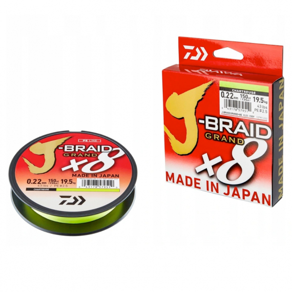 Daiwa J-Braid Grand X8 0.18mm 135m Chartreuse 28lb dans le groupe Lignes de pêche / Tresse peche l\'adresse Sportfiskeprylar.se (32-217529)