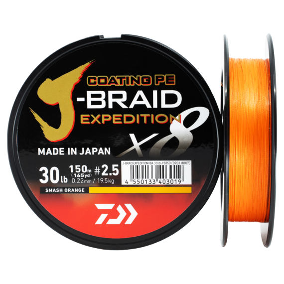 Daiwa J-Braid Expedition x8E 150m Smash Orange dans le groupe Lignes de pêche / Tresse peche l\'adresse Sportfiskeprylar.se (32-222755r)