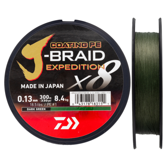 Daiwa J-Braid Expedition x8E 150m Dark Green dans le groupe Lignes de pêche / Tresse peche l\'adresse Sportfiskeprylar.se (32-222765r)