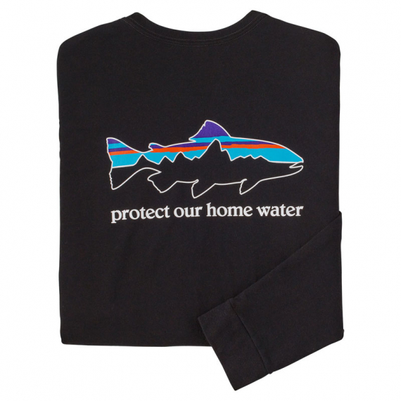 Patagonia M\'s L/S Home Water Trout Responsibili-Tee BLK dans le groupe Habits et chaussures / Habits / T-shirts l\'adresse Sportfiskeprylar.se (37574-BLKr)
