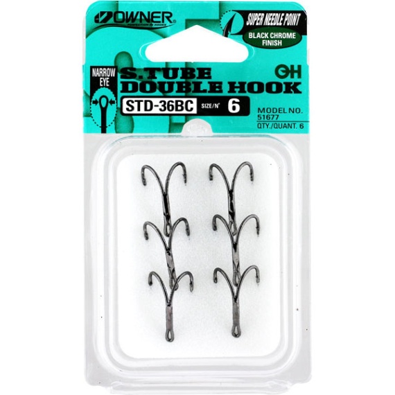 Owner STDN-36BC Double Tube Hook (6-pcs) dans le groupe Hameçons et terminal tackle / Fabrication mouche / Matériel de montage de mouches / Hameçons tubes l\'adresse Sportfiskeprylar.se (44-51677-06r)