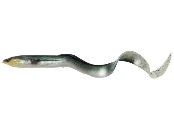 SavageGear LB Real Eel 15cm 12g Green Silver (Bulk) dans le groupe Leurre de la peche / Leurre souple / Jigs à brochets l\'adresse Sportfiskeprylar.se (63773)