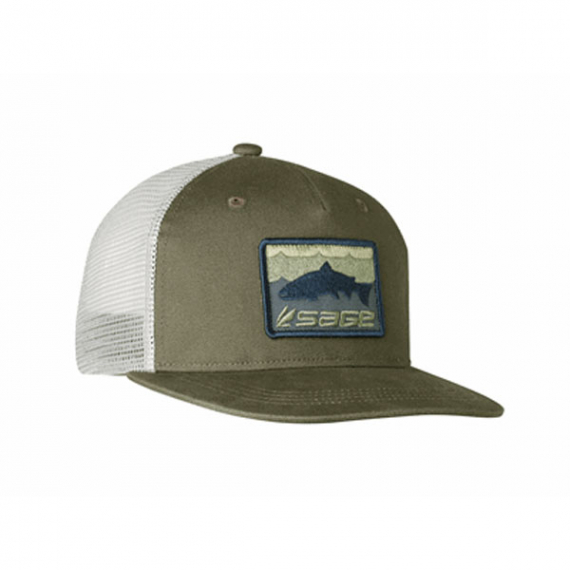 Sage Patch Trucker Green - Brown Trout One Size dans le groupe Habits et chaussures / Chapeau de peche, casquette peche / Casquettes / Casquettes trucker l\'adresse Sportfiskeprylar.se (7248-402-OS)