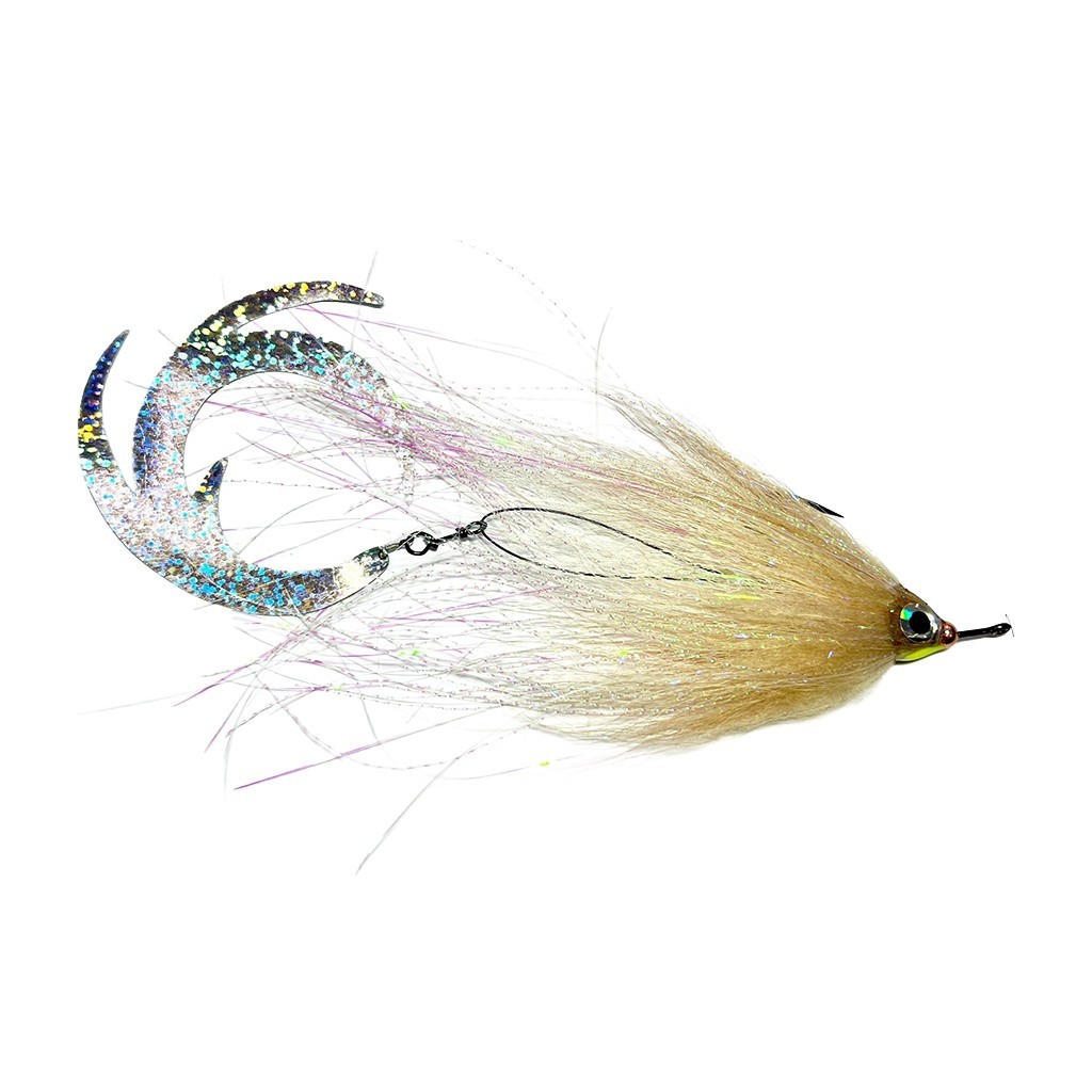 Vision Pike - Jig Dragontail Natural Brown & White fly #4/0 dans le groupe Leurres de pêche / Mouches / Mouches à brochets l\'adresse Sportfiskeprylar.se (A276900055-40)
