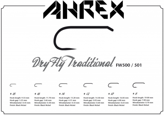 Ahrex FW500 - Dry Fly Traditional #16 dans le groupe Hameçons et terminal tackle / Hameçons / Hameçons mouche l\'adresse Sportfiskeprylar.se (AFW50016)