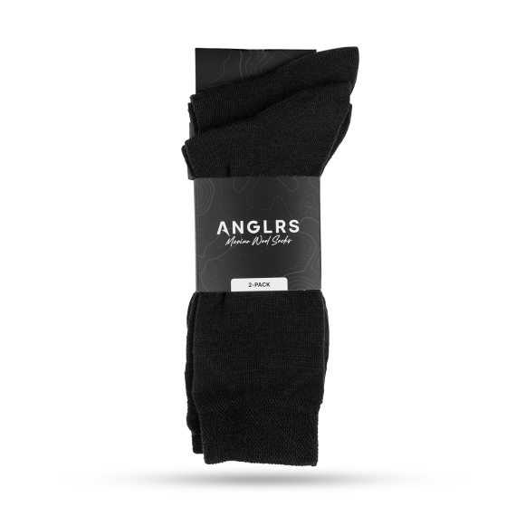 Anglrs Merino Wool Socks Black 41-46 2-pack dans le groupe Habits et chaussures / Habits / Vêtements chauds et sous vêtements / Chaussettes l\'adresse Sportfiskeprylar.se (AMWB41462)