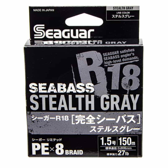 Seaguar R18 Kanzen Seabass 150m Stealth Grey dans le groupe Lignes de pêche / Tresse peche l\'adresse Sportfiskeprylar.se (BOB-00-SEAGUAR-00-0055r)