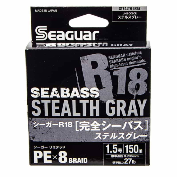 Seaguar R18 Kanzen Seabass 150m Stealth Grey dans le groupe Lignes / Tresses l\'adresse Sportfiskeprylar.se (BOB-00-SEAGUAR-00-0055r)