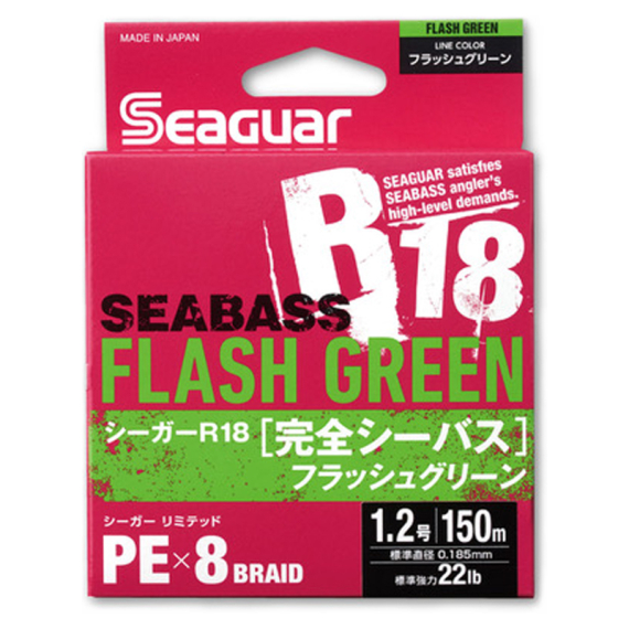 Seaguar R18 Kanzen Seabass 150m Flash Green dans le groupe Lignes de pêche / Tresse peche l\'adresse Sportfiskeprylar.se (BOB-00-SEAGUAR-0044r)
