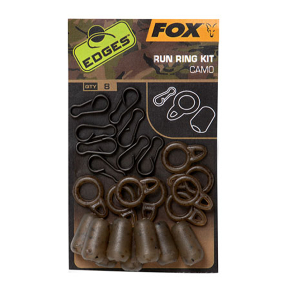 Fox Edges Camo Run Ring Kit 8-pack dans le groupe Hameçons et terminal tackle / Accessoires montages / Autres accessoires rig l\'adresse Sportfiskeprylar.se (CAC772)
