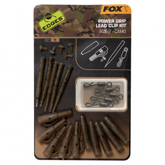 Fox Edges Camo Power Grip Lead Clip kit size 7 5pcs dans le groupe Hameçons et terminal tackle / Accessoires montages / Plombs clips l\'adresse Sportfiskeprylar.se (CAC776)