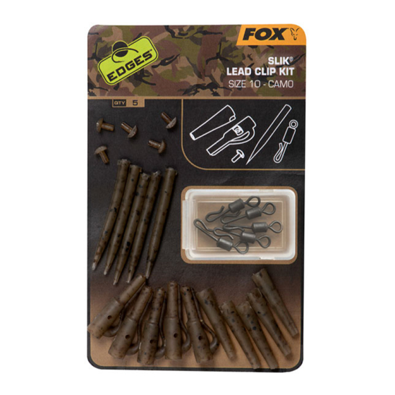 Fox Edges Camo Slik Lead Clip Kit Size 10 5-pack dans le groupe Hameçons et terminal tackle / Accessoires montages / Autres accessoires rig l\'adresse Sportfiskeprylar.se (CAC779)