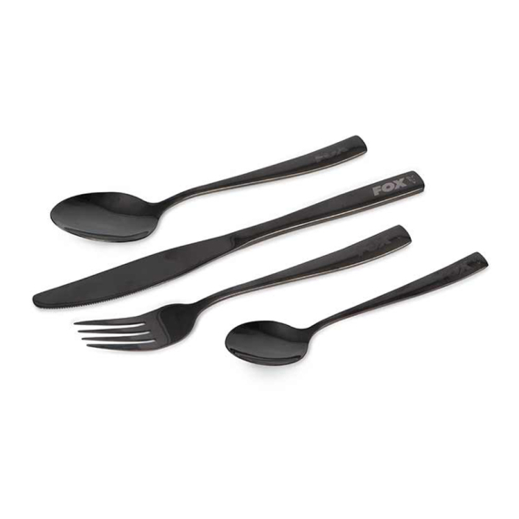 Fox Cookware Black Stainless Cutlery Set dans le groupe Loisirs en plein air / Cuisines camping et ustensiles / Cuisines et brûleurs camping l\'adresse Sportfiskeprylar.se (CCW041)