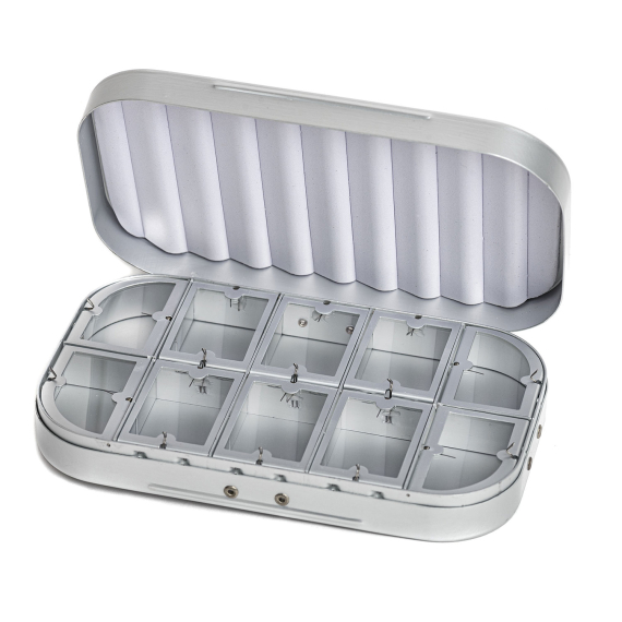 Aluminium box 10 compartments - Silver dans le groupe Stockage / Boîtes de pêche / Boîtes à mouche l\'adresse Sportfiskeprylar.se (CH-305)