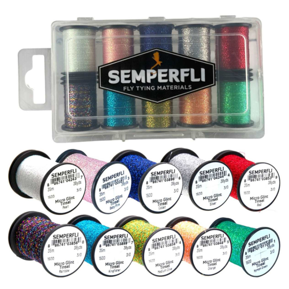 Semperfli Micro Glint Nymph Tinsel Collection Attractor Colors dans le groupe Hameçons et terminal tackle / Fabrication mouche / Matériel de montage de mouches / Yarn et chenille l\'adresse Sportfiskeprylar.se (DMGL000STL)