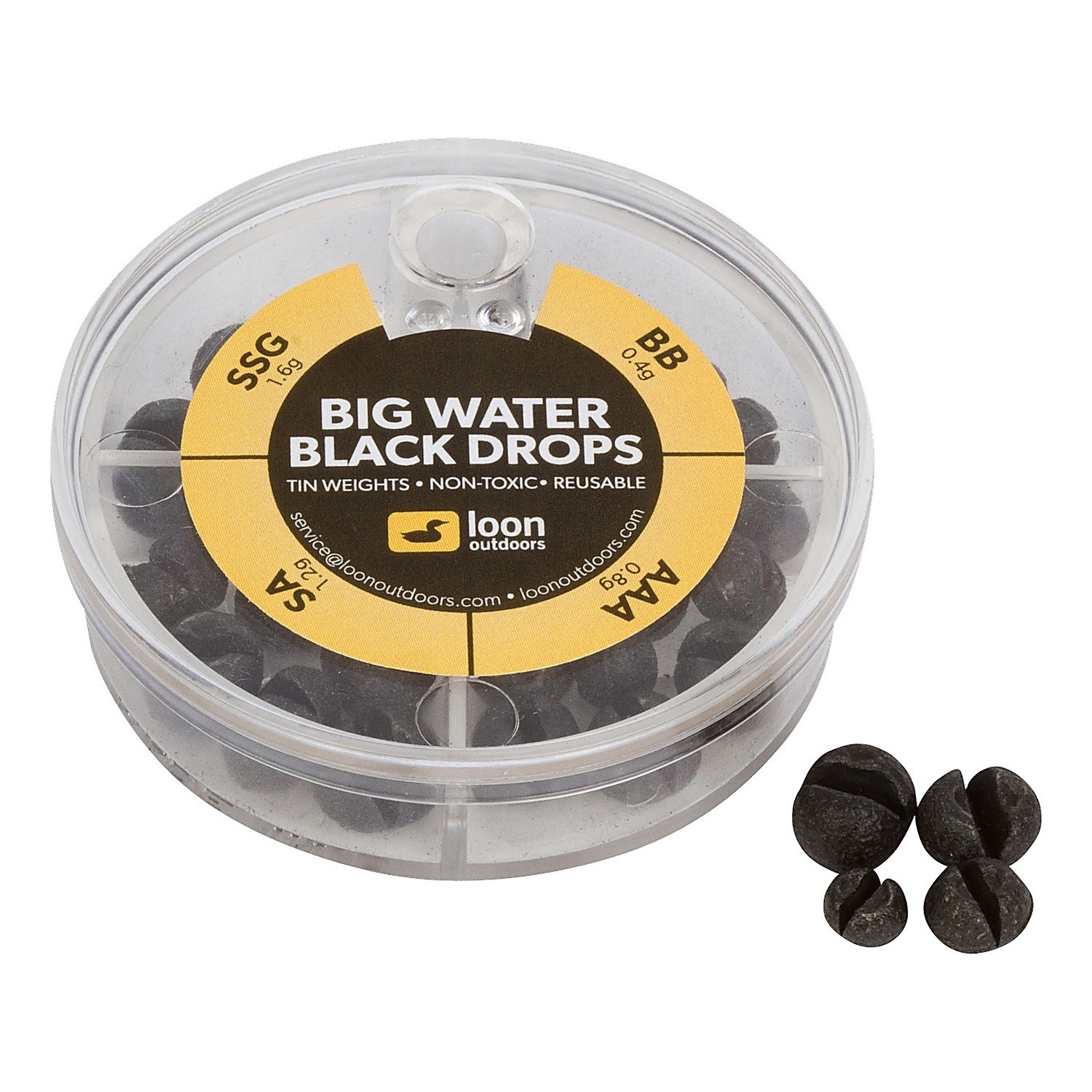 Loon Black Drop - 4 Division - Black Big Water dans le groupe Hameçons et terminal tackle / plomb de peche / Plombs et splitshots l\'adresse Sportfiskeprylar.se (F7132)