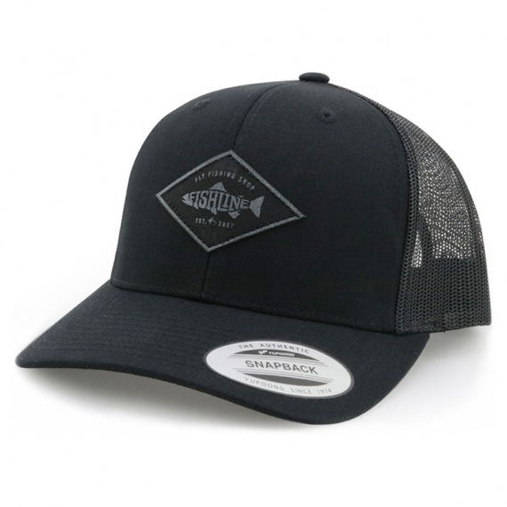 Fishline Fish Logo Snapback Black Grey Patch dans le groupe Habits et chaussures / Chapeau de peche, casquette peche / Casquettes / Casquettes snapback l\'adresse Sportfiskeprylar.se (FL303429)
