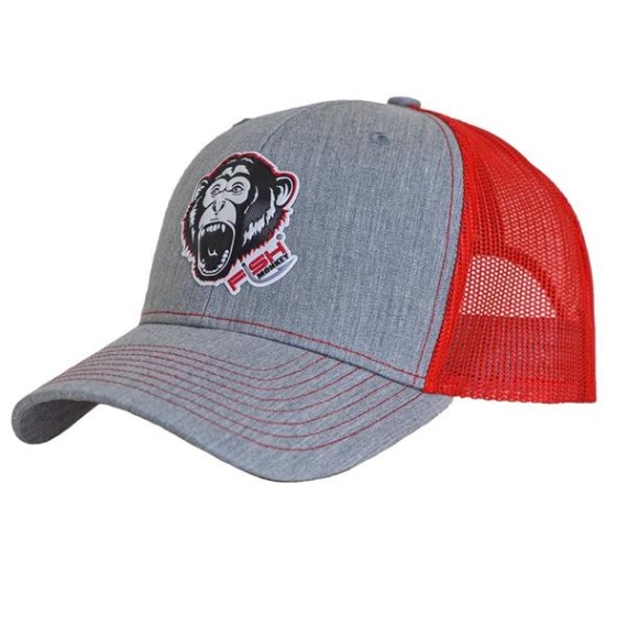 Fish Monkey Hat Scream n Monkey Heather Grey/Red dans le groupe Habits et chaussures / Chapeau de peche, casquette peche / Casquettes l\'adresse Sportfiskeprylar.se (FM75-GYRD)