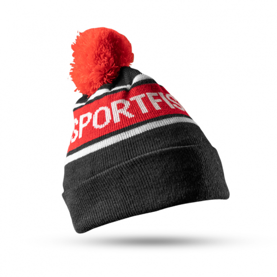 Söder Sportfiske Knitted Beanie Black/Red dans le groupe Habits et chaussures / Chapeau de peche, casquette peche / Bérets et chapeaux l\'adresse Sportfiskeprylar.se (HW2012BLRSS)