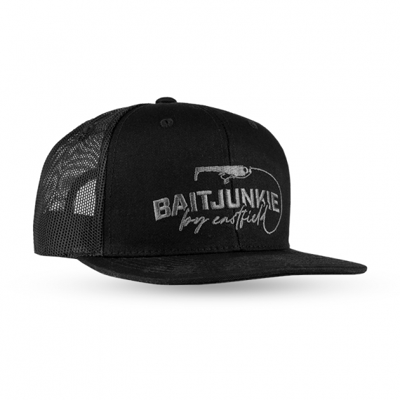 Eastfield Baitjunkie Flatbrim Mesh Cap Black dans le groupe Habits et chaussures / Chapeau de peche, casquette peche / Casquettes l\'adresse Sportfiskeprylar.se (HW2053BLEFL)