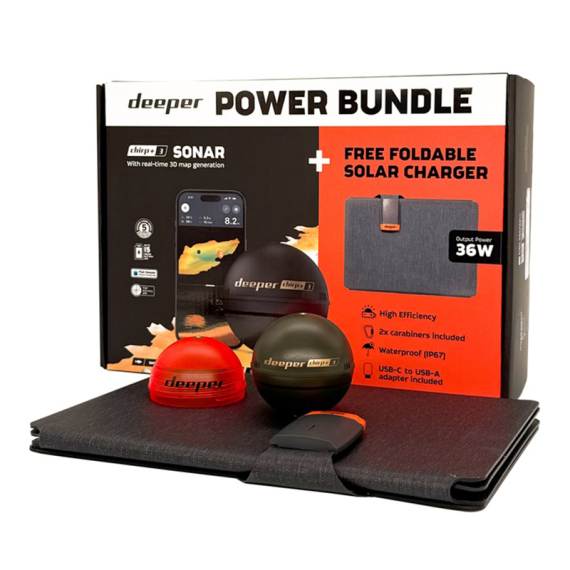 Deeper Smart Sonar CHIRP+ 3.0 Power Bundle With Solar Panel dans le groupe Électronique marine et bateau / Moteur traîne / Moteurs électriques avant l\'adresse Sportfiskeprylar.se (ITGAM2595)