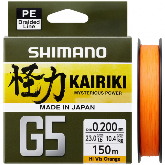 Shimano Line Kairiki G5 150m Orange - 0.17mm 6.9kg dans le groupe Lignes de pêche / Tresse peche l\'adresse Sportfiskeprylar.se (LDM51UE170150H)