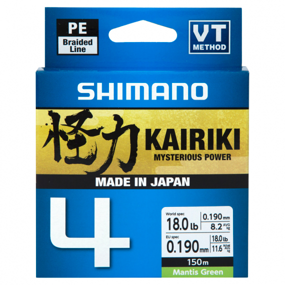 Shimano Kairiki 4, Mantis Green - 150m dans le groupe Lignes de pêche / Tresse peche l\'adresse Sportfiskeprylar.se (LDM54TE0810015Gr)
