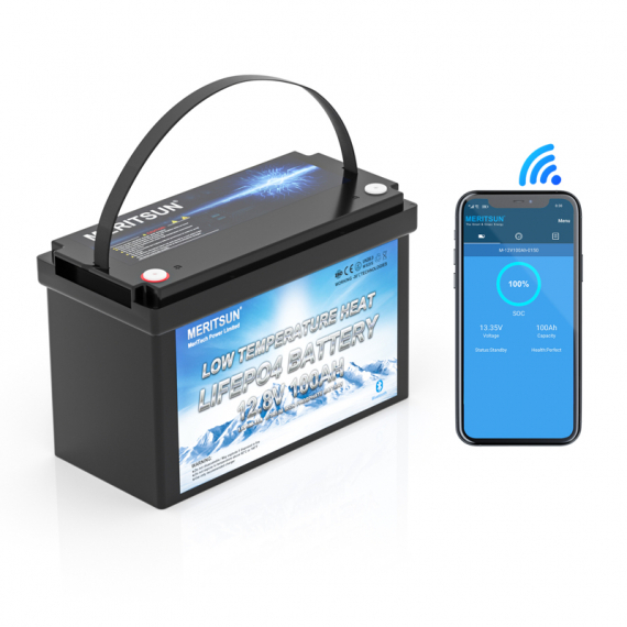Meritsun Litiumbatteri 12V 100Ah BT Heat dans le groupe Électronique marine et bateau / Batteries et chargeurs / Batteries / Batteries lithium l\'adresse Sportfiskeprylar.se (MS12V100BT-H)