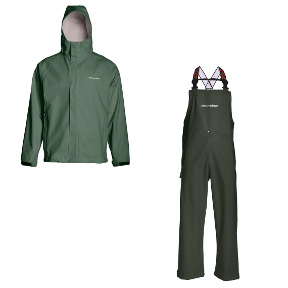 Grundéns Neptune Jacket & Bibs Green dans le groupe Habits et chaussures / Habits / Combinaisons de pêche l\'adresse Sportfiskeprylar.se (NEPTUNEBUNDLEGREEN)