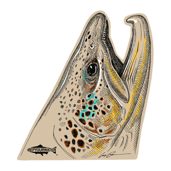 RepYourWater Sticker - Rising Brown dans le groupe Autre / Autocollants l\'adresse Sportfiskeprylar.se (NFD9720)