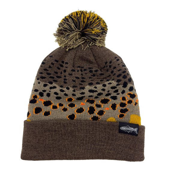 RepYourWater Knit Hat Merino Blend, Pom Pom Brown Trout Skin dans le groupe Habits et chaussures / Chapeau de peche, casquette peche / Bérets et chapeaux l\'adresse Sportfiskeprylar.se (NFD9735)